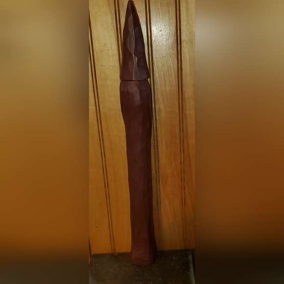 Two Candlestick Style Wooden Santa Claus Figurines - Picture 3 of 10